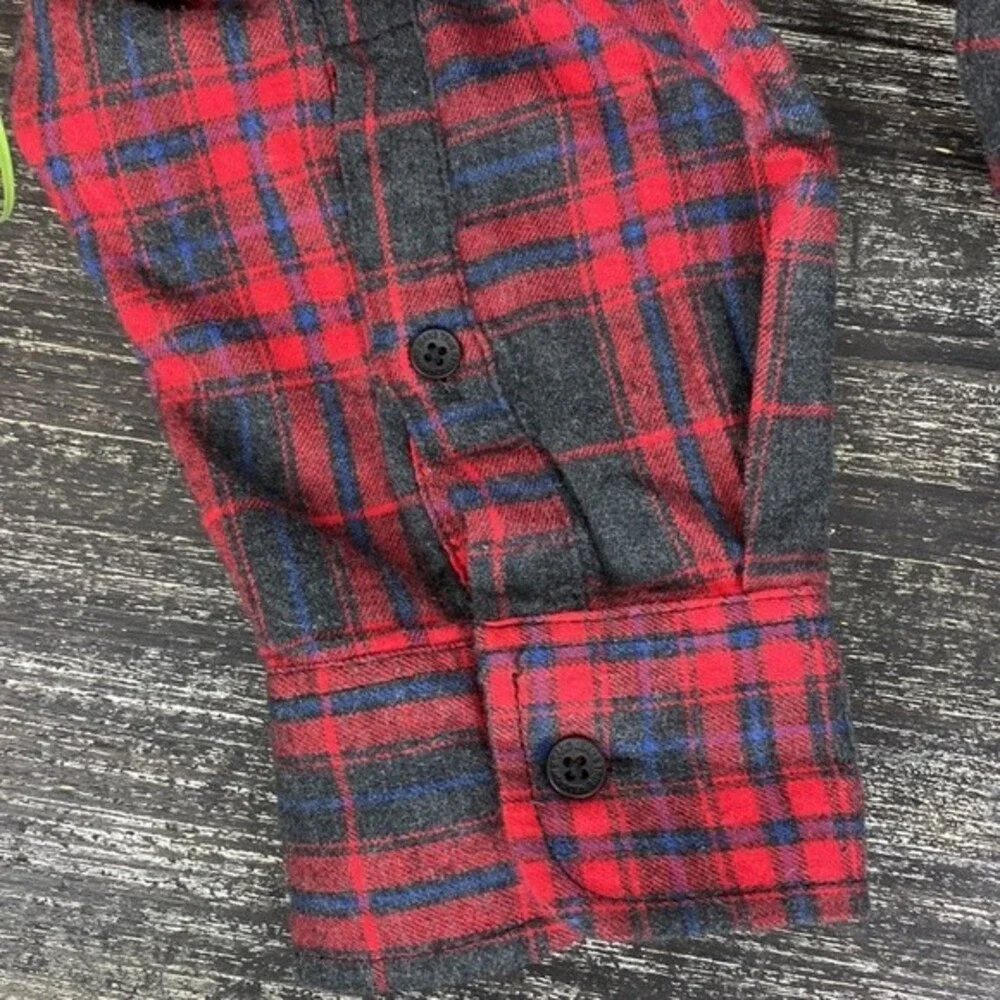 True Religion Grey & Red Western Plaid Gingham Long Sleeve Button Up Shirt XL